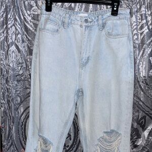 Altar'd State Light Blue Distressed Flare Jeans